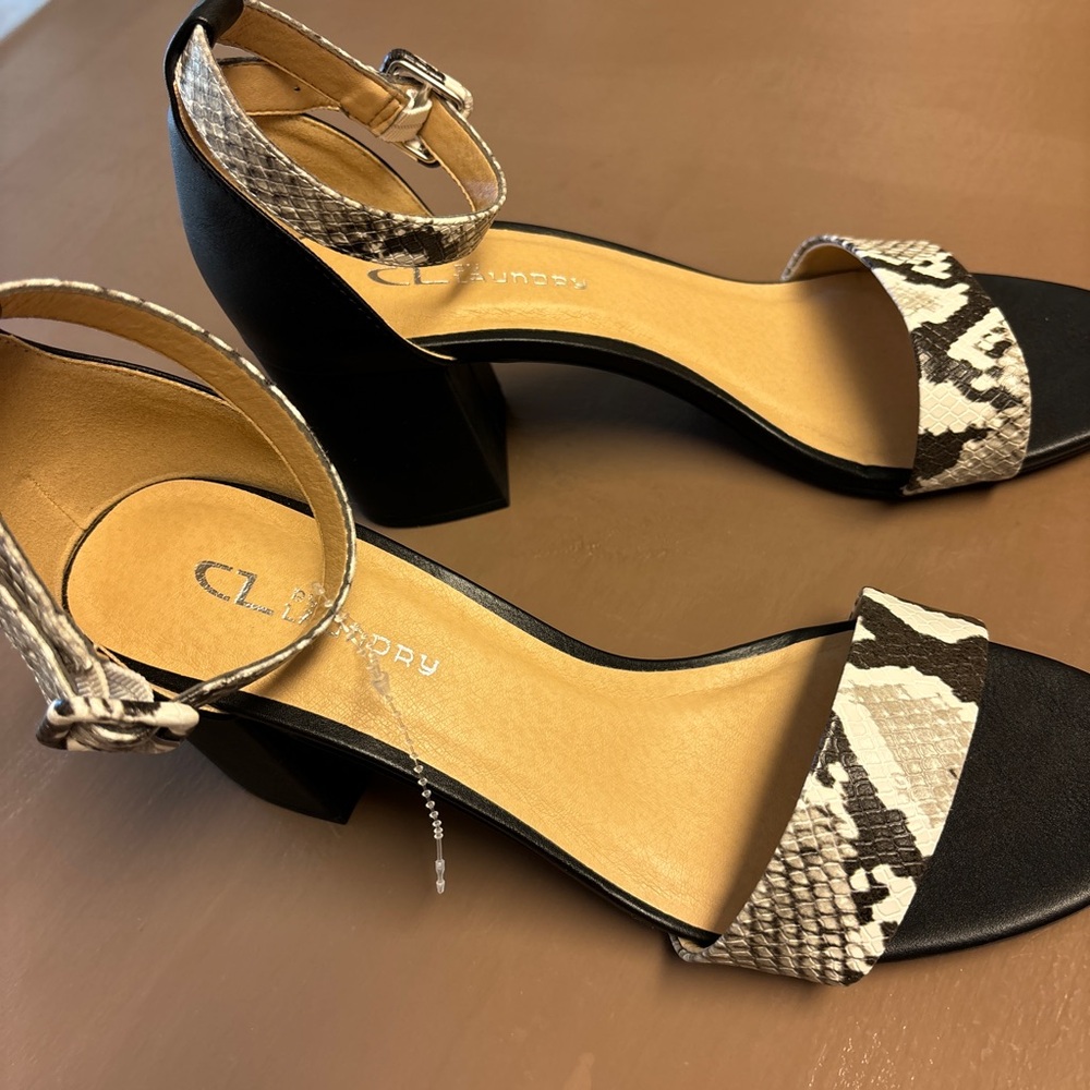 Black and White Snake Print Heels